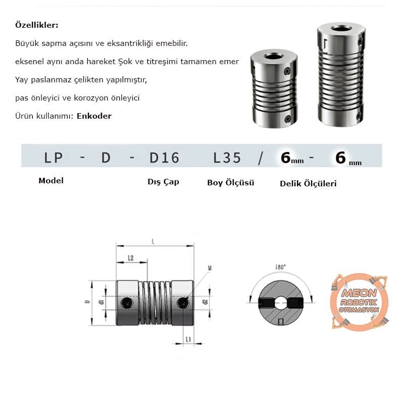 6x6 Mm Çelik Yaylı Enkoder Kaplini