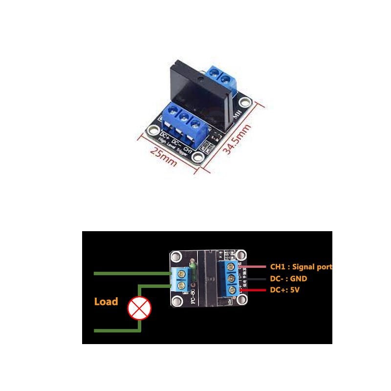 5V-1 Kanal Solid State Röle Kartı (Geliştirme Kartlarıyla Uyumlu- Dirençli Sigorta Ile Arduino)