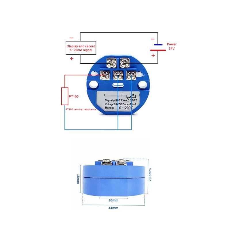 RTD PT100 Dc 24V 4-20mA Sıcaklık Sensör Verici Çevirici Modül/ 0-200 Derece