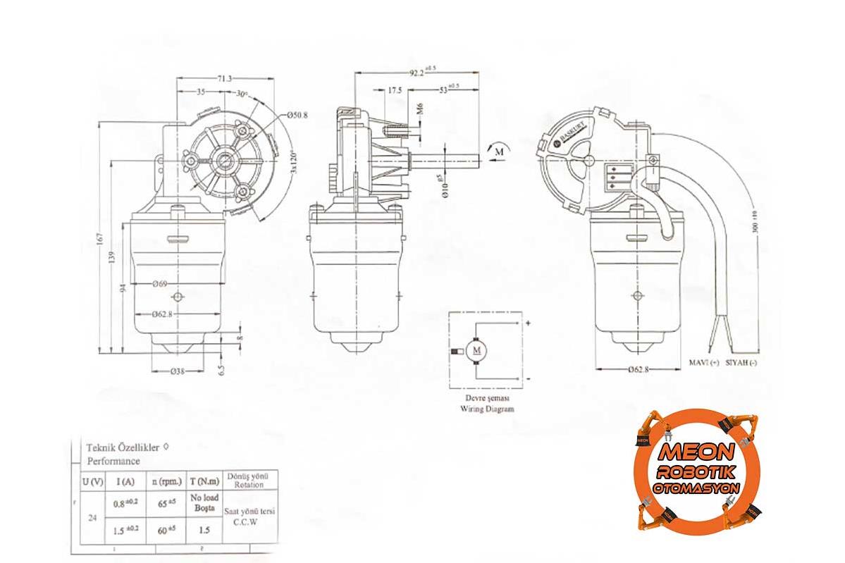 24V 60 Rpm Başkurt Redüktörlü Dc Motor-50031625 