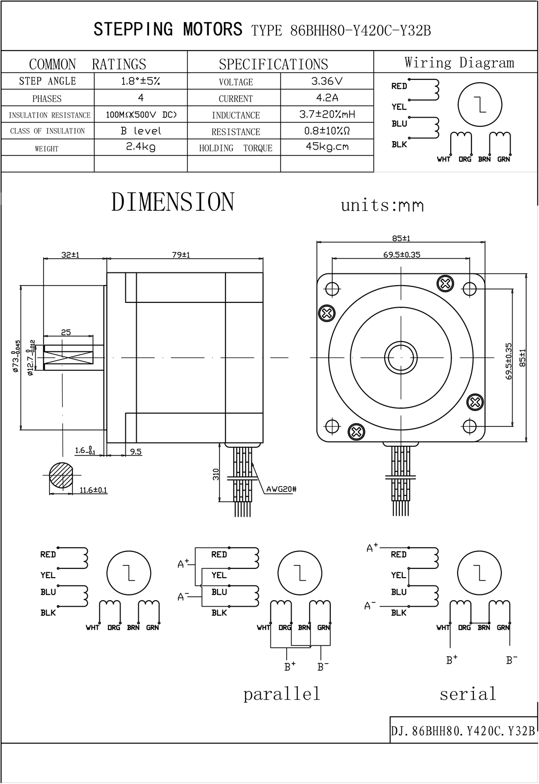Nema34 4,5nm step motor meon robotik otomasyon