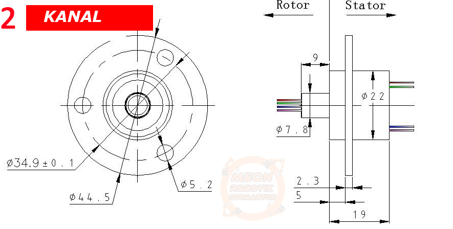 Slip ring 2A 2 Kanal