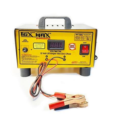 Tgx Max Profesyonel 12 Volt 25 Amper Akü Şarj Cihazı-Akıllı Otomatik Şarj Sistemli
