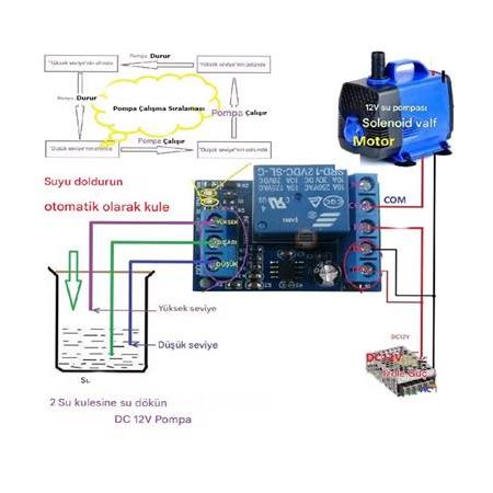 DC 12V Otomatik Sıvı Seviyesi Kontrol Kartı