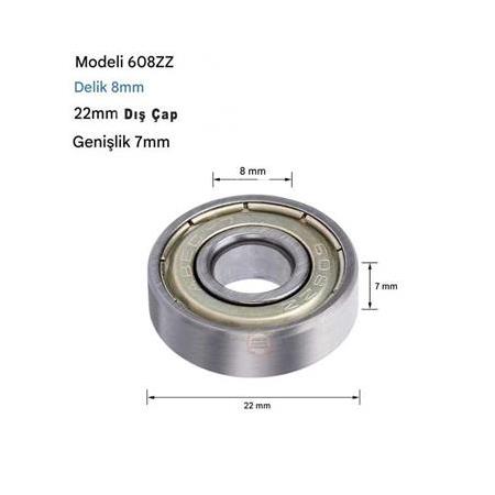 608 Zz Minyatür Rulman 8x22x7