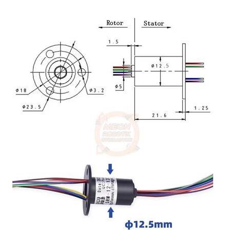 Flanşlı Kapsül Slip Ring-Çap 12mm 12 Kanal 2A