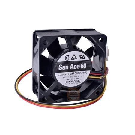 Sanyo Denki San Ace60 60x60x25mm 12V 0.47A Çift Bilyalı Fan-109R0612J401 3 Kablo Kare Fan