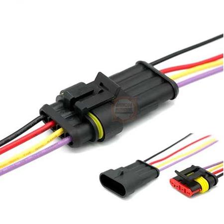 4-Pin Su Geçirmez Kablolu Konnektör Soket Takımı-Araba Oto Marin Elektrik Soket Kiti
