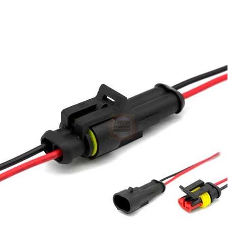2-Pin Su Geçirmez Kablolu Konnektör Soket Takımı-Araba Oto Marin Elektrik Soket Kiti