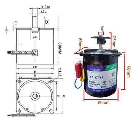 68 Ktyz 28W 5 Rpm Redüktörlü Ac Senkron Motor
