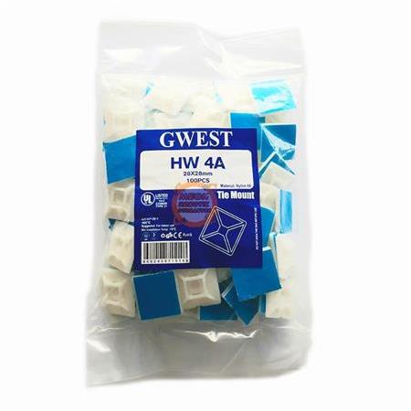 Gwest Yapışkan Kroşe 28X28 100 Adet Kablo Bağı Tutucu