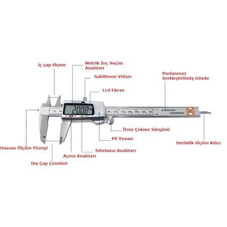 Dijital Çelik Gövde 150 mm Kumpas-Pil Hediyeli