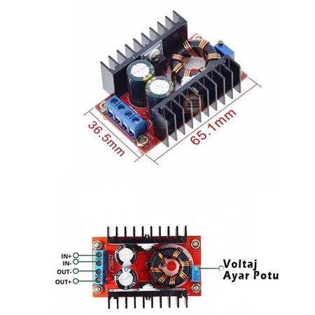150W 10A DC-DC Voltaj Yükseltici-Step-Up Boost Modülü