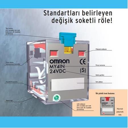 Omron MY2IN 24Vdc 10A 2 Kontaklı 8 Pinli Genel Amaçlı Röle