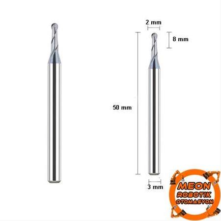 Kaplamalı 2 mm Mikro Karbür Küre Freze