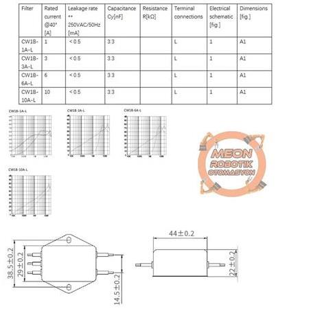 Tek Faz Parazit önleyici EMI Filtresi 10A 220V Ac-CW1B-10A