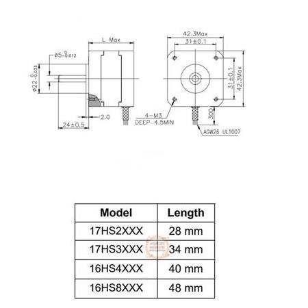 17HS3401 Nema 17 Step Motor-Unipolar 1.3A Step Motor