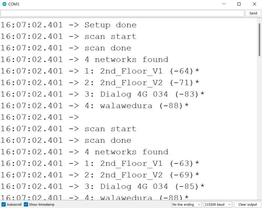 ESP32-C3 SuperMini WiFi tarama seri monitör çıktısı