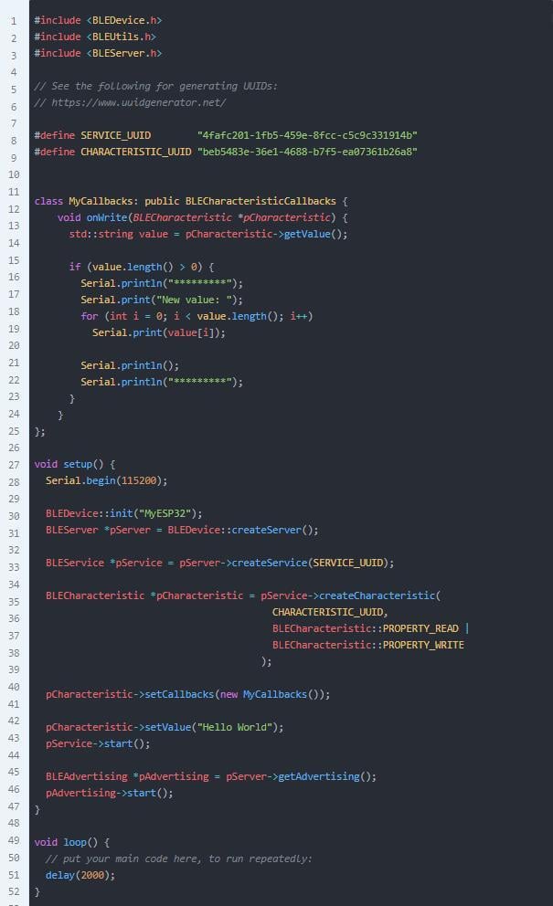 ESP32-C3 SuperMini BLE server kod ekranı
