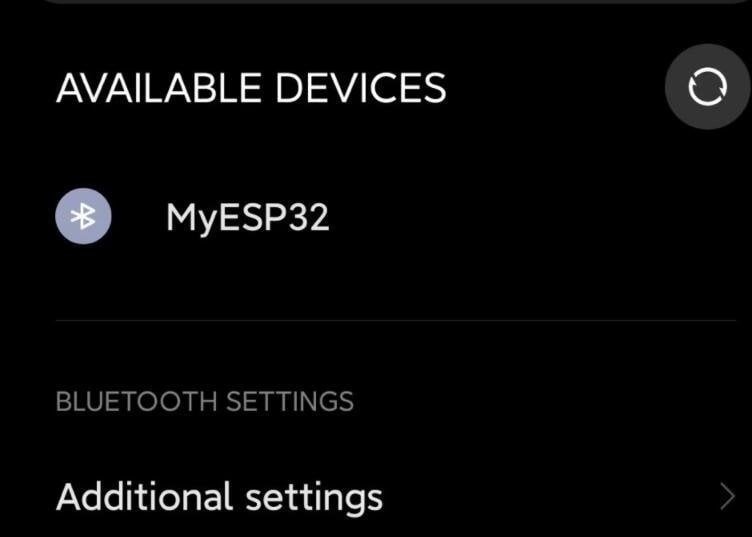 LightBlue uygulamasında MyESP32 cihazı