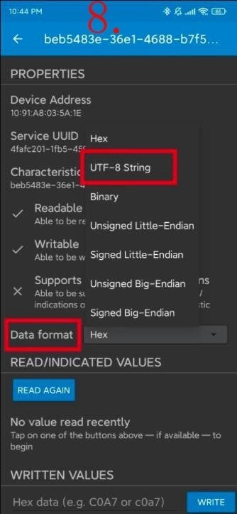 LightBlue UTF-8 veri formatı seçimi