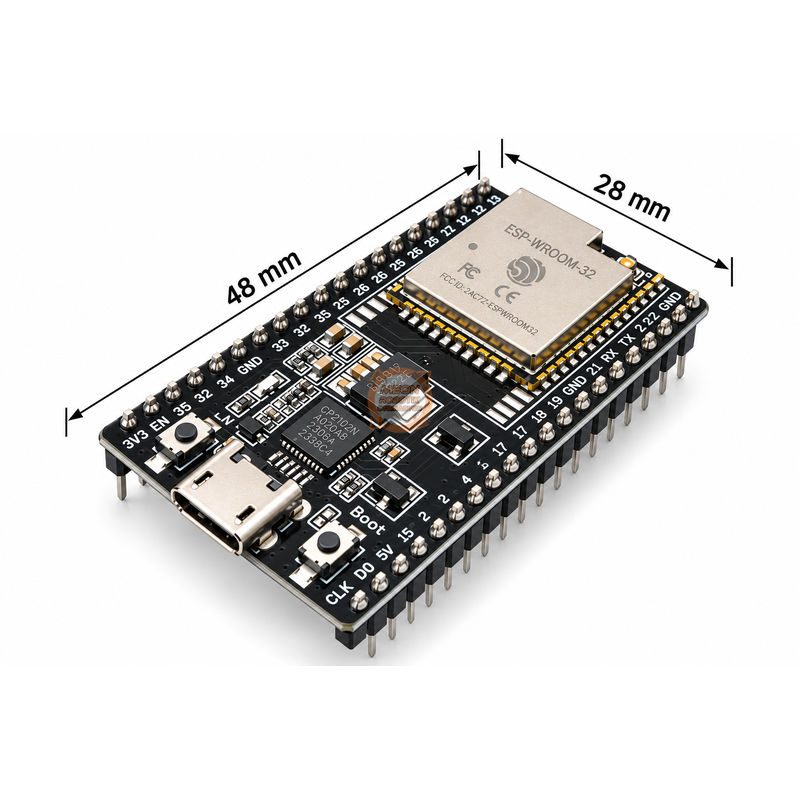ESP32-WROOM-32U Harici Antenli WiFi Bluetooth Geliştirme Kartı - 38 Pin, CP2102, Micro-USB