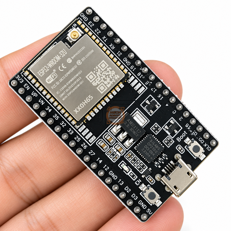 ESP32-WROOM-32U Harici Antenli WiFi Bluetooth Geliştirme Kartı - 38 Pin, CP2102, Micro-USB