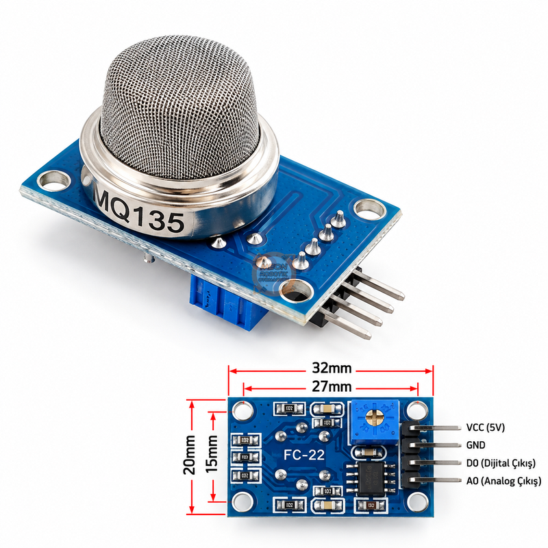 MQ-135 Hava Kalitesi Ölçüm Modülü (Air Quality Module)