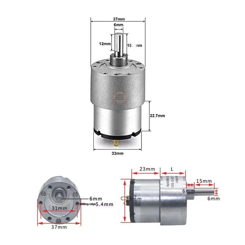 Redüktörlü Motor 12V 59 RPM JGB37-3530 Yüksek Torklu DC Motor