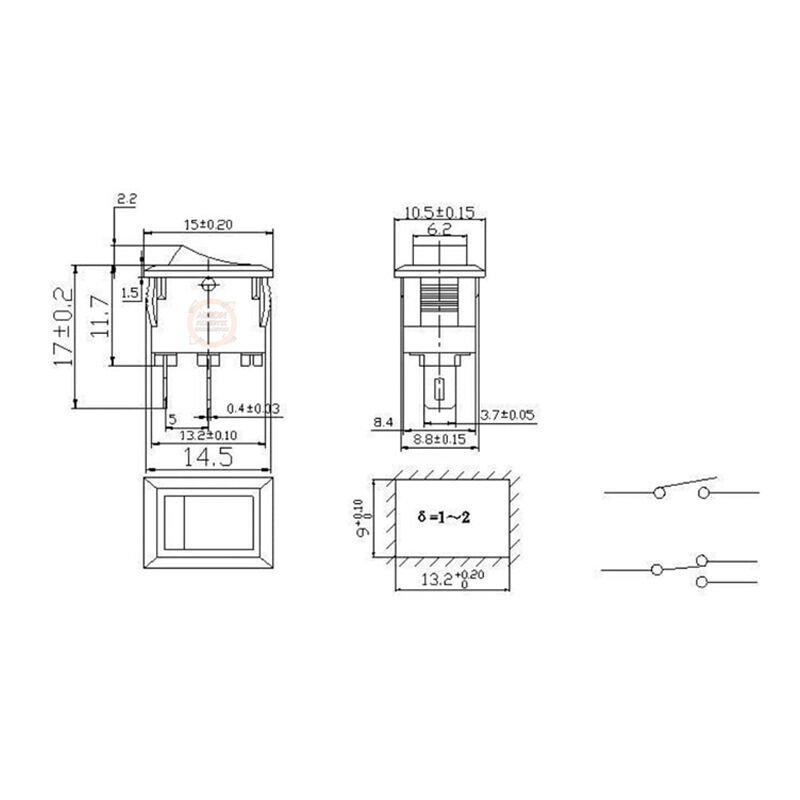 Mini Anahtar 2 Pin KCD1 Siyah On-Off Rocker Switch