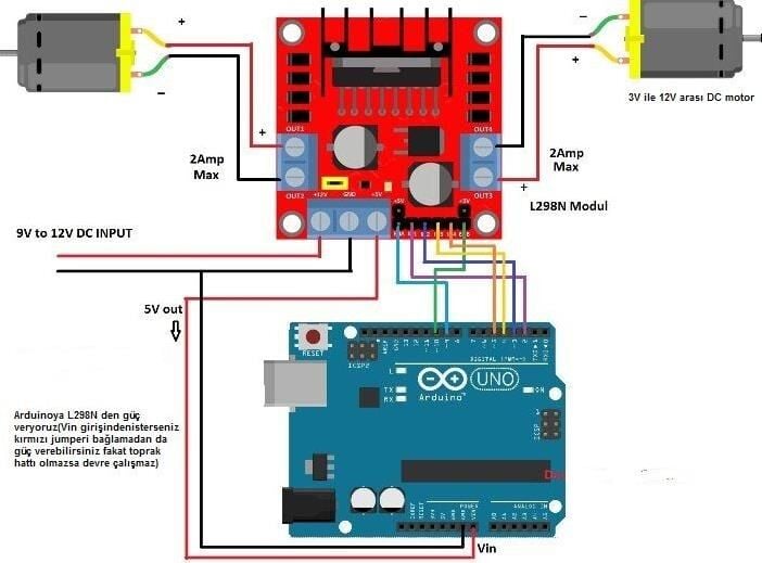 L298N DC ve Step Motor Sürücü Kartı