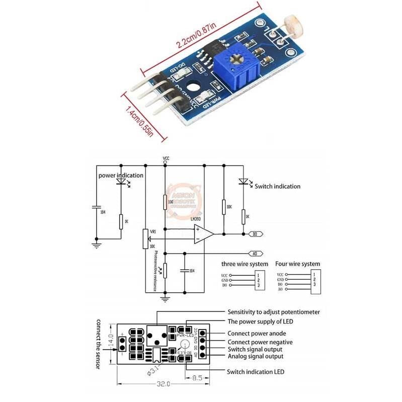 LDR Işık Sensörü Modülü 4 Pinli