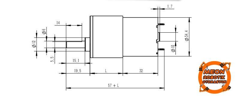 12V 150 Rpm Redüktörlü Dc Motor