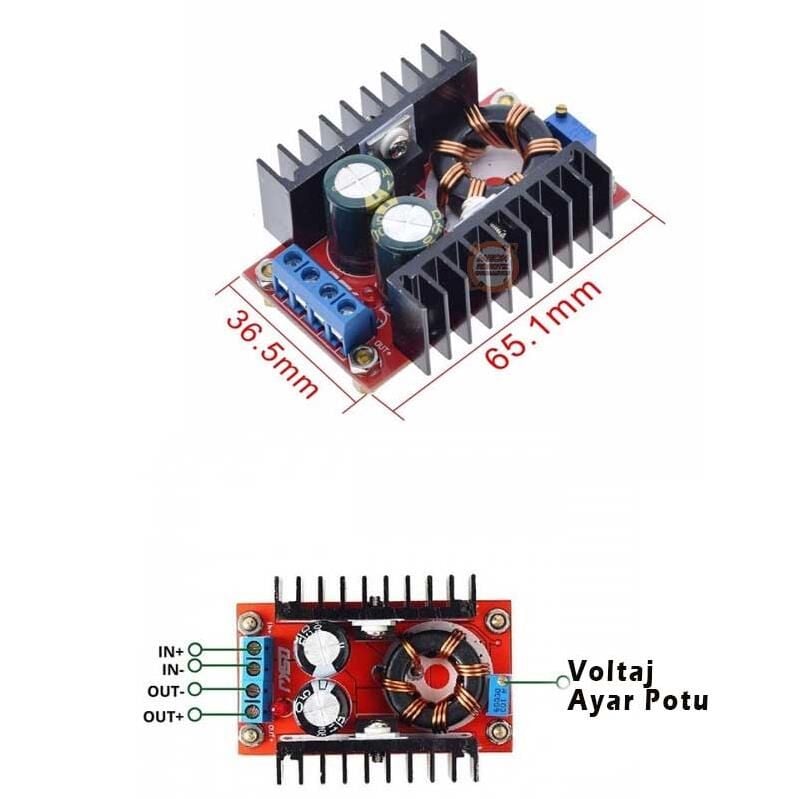 150W 10A DC-DC Voltaj Yükseltici-Step-Up Boost Modülü
