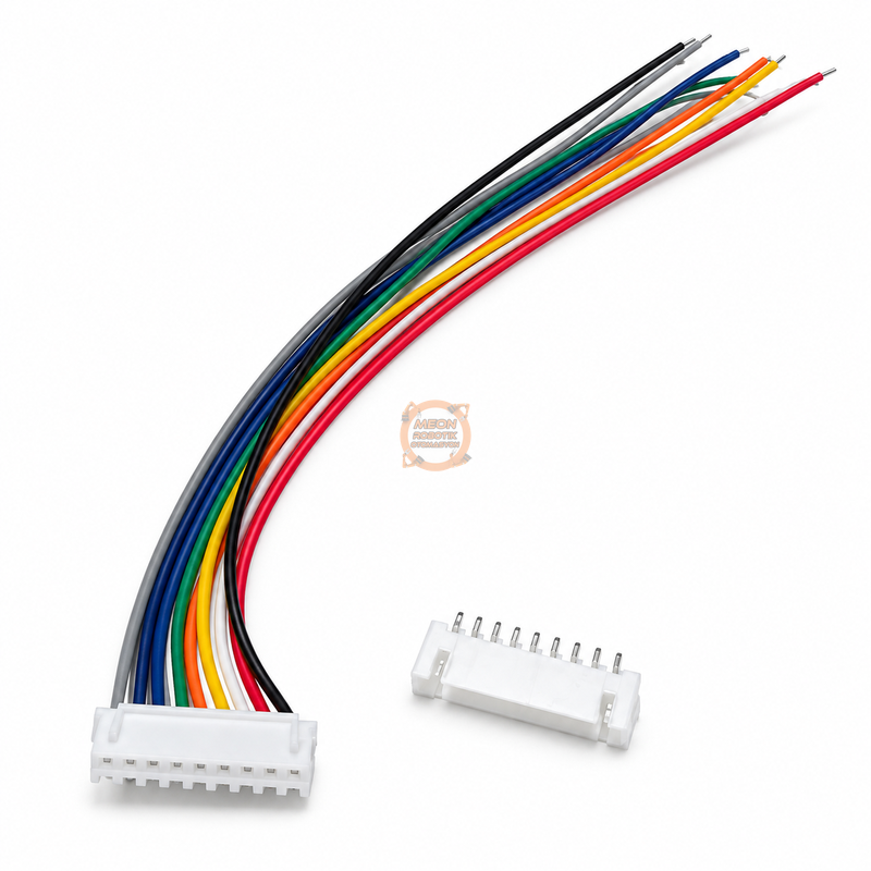 JST-XH Konnektör 9 Pin 2.54mm 26AWG 20cm – Dişi Kablo ve Erkek PCB Soket Seti