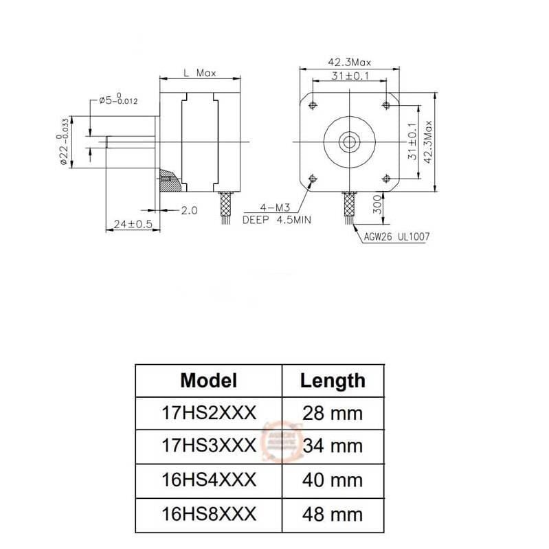 17HS3401 Nema 17 Step Motor-Unipolar 1.3A Step Motor