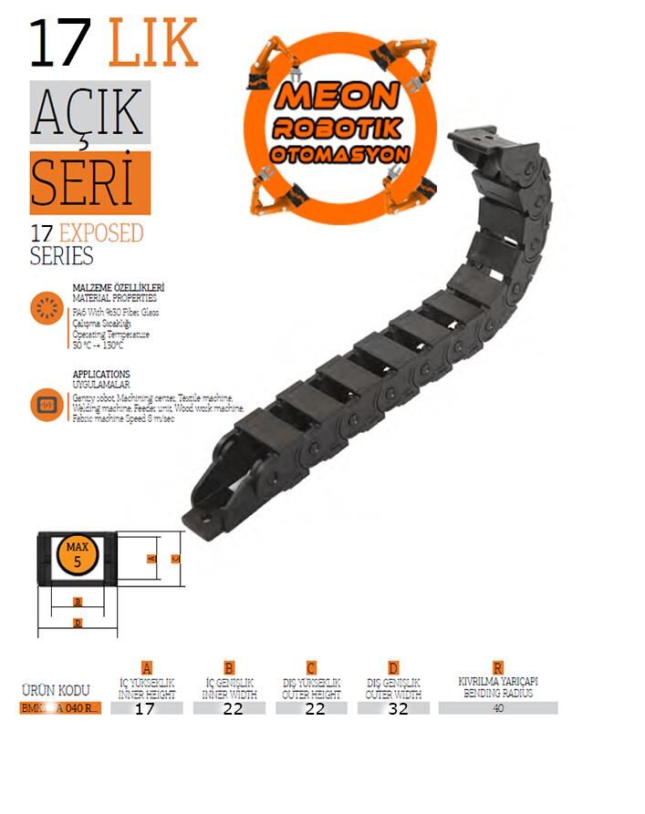 17x22 Hareketli Kablo Kanalı Bağlantı Ayaklı