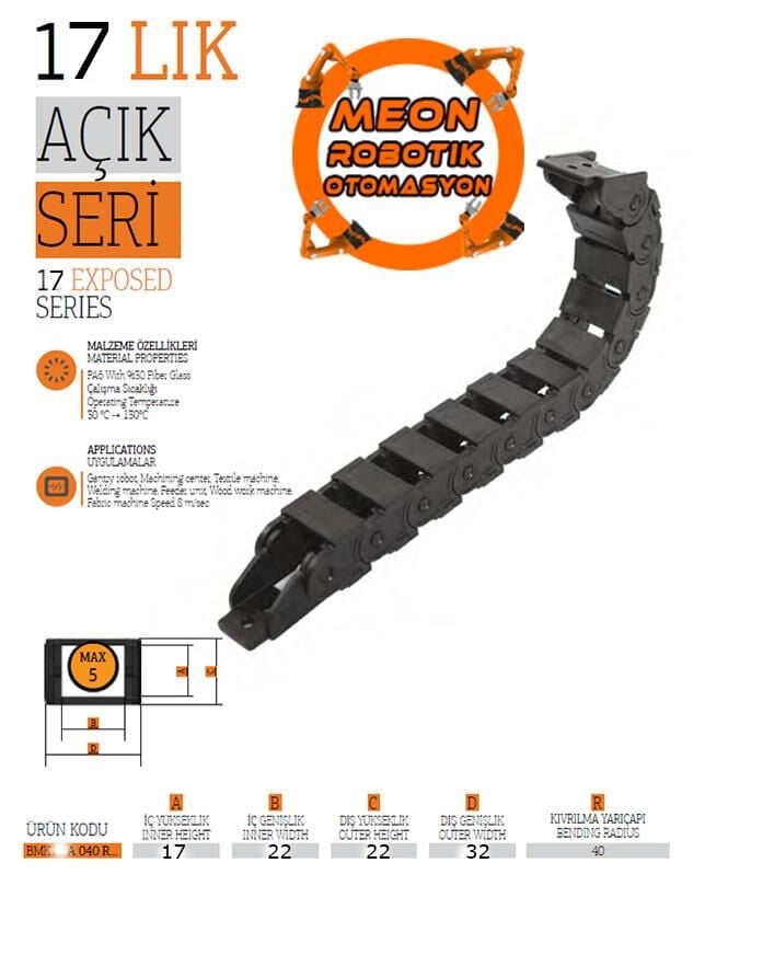 17x22 Hareketli Kablo Kanalı Bağlantı Ayaklı