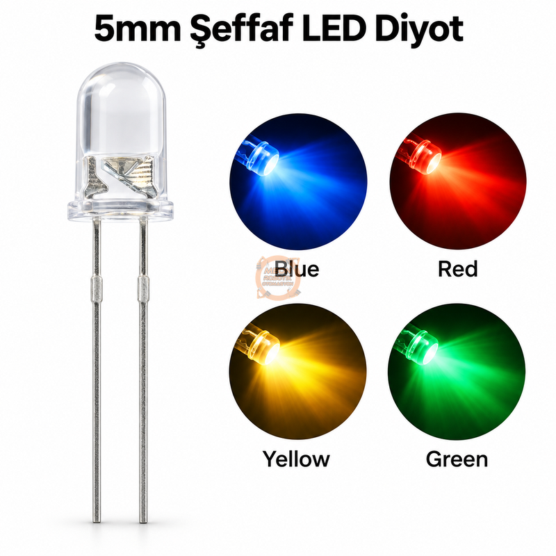 5mm Şeffaf Kırmızı LED Diyot