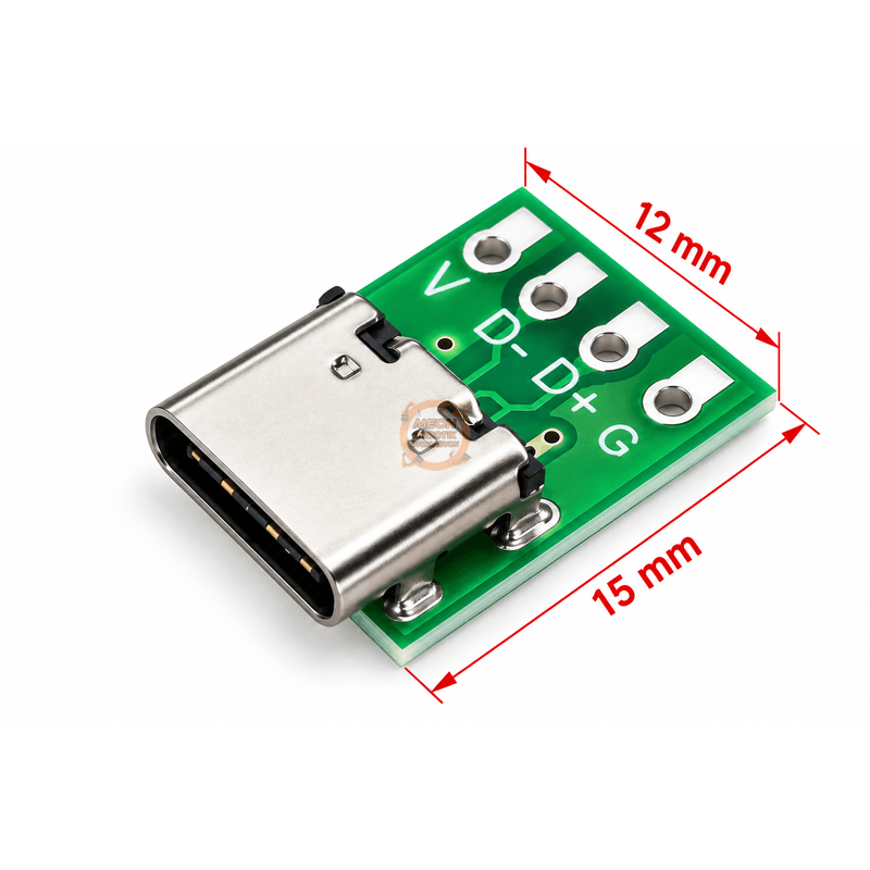 USB Type-C DIP Çevirici 4 Pin 2.54 mm Dişi Konnektör Breakout Kartı