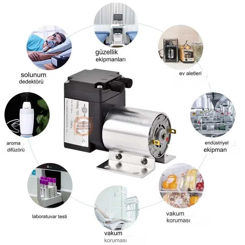 Mini Dc Vakum Pompası -Dc 12V 5W 7L/dak Mikro Diyafram Pompası