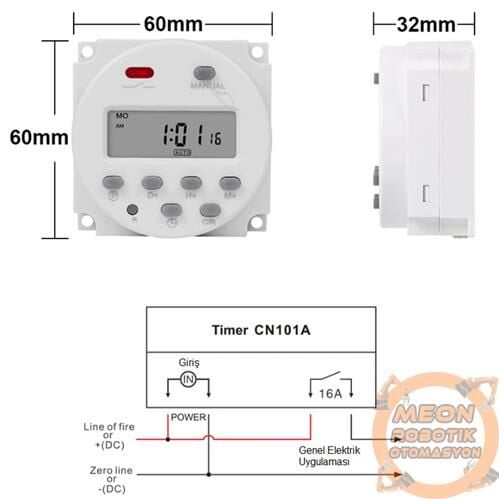 220V Programlanabilir Gecikmeli Haftalık Zaman Rölesi CN101A