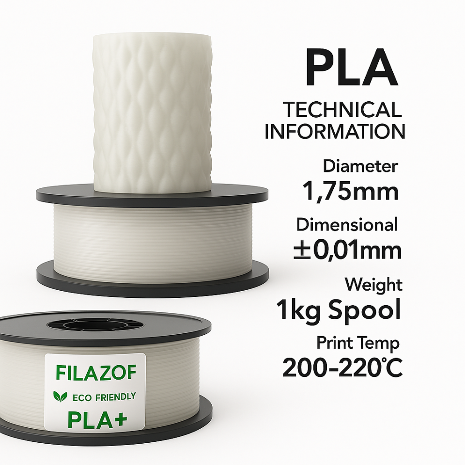 Filazof Naturel Şeffaf Filament PLA+ 1.75mm 1 KG