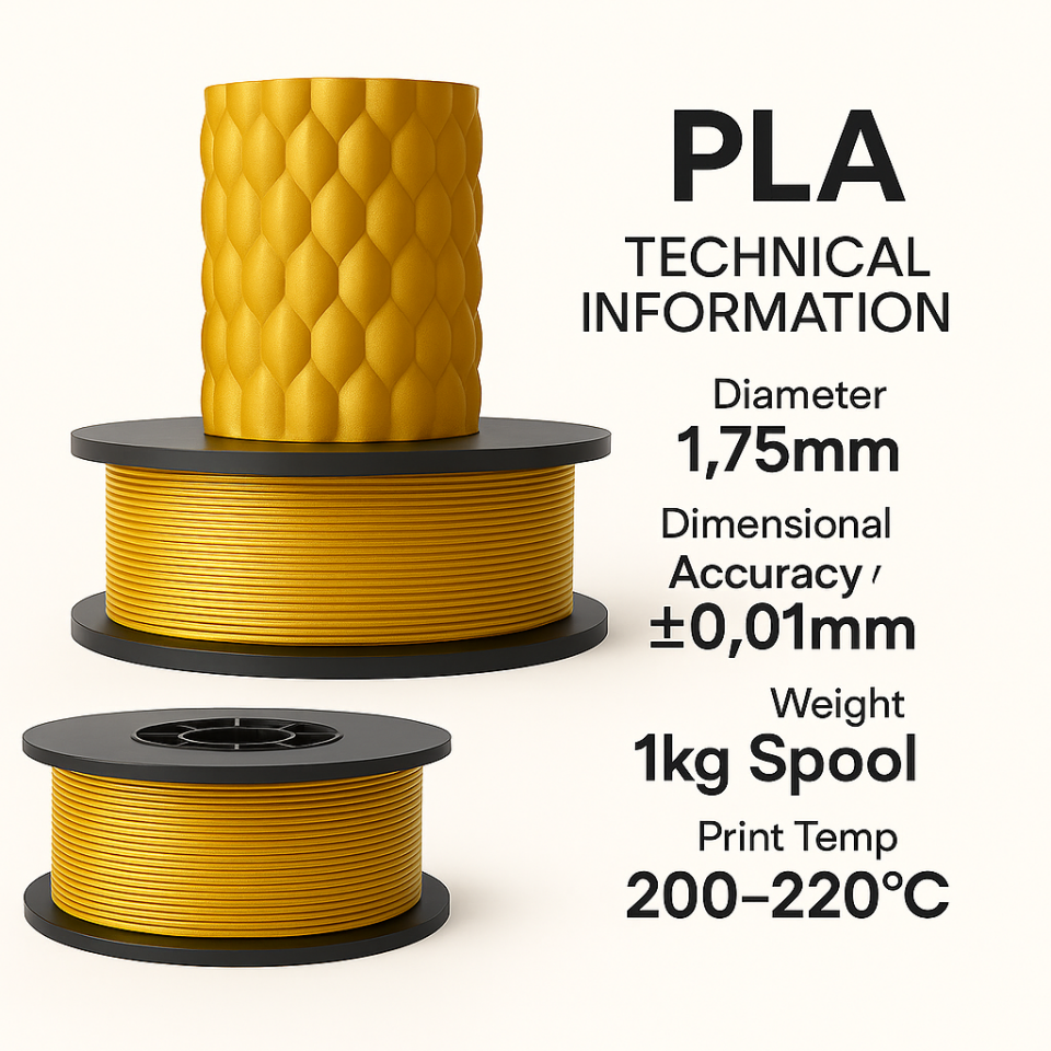 Filazof Gold Filament PLA+ 1.75mm 1 KG