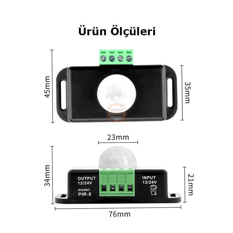 DC 12-24V  PIR Hareket Sensörü-Otomatik Işık lamba Kapı Anahtar Modülü
