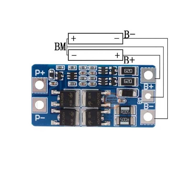 2S 10A Bms 7.4V 18650 Lityum Pil Şarj Balanslı Koruma Devresi