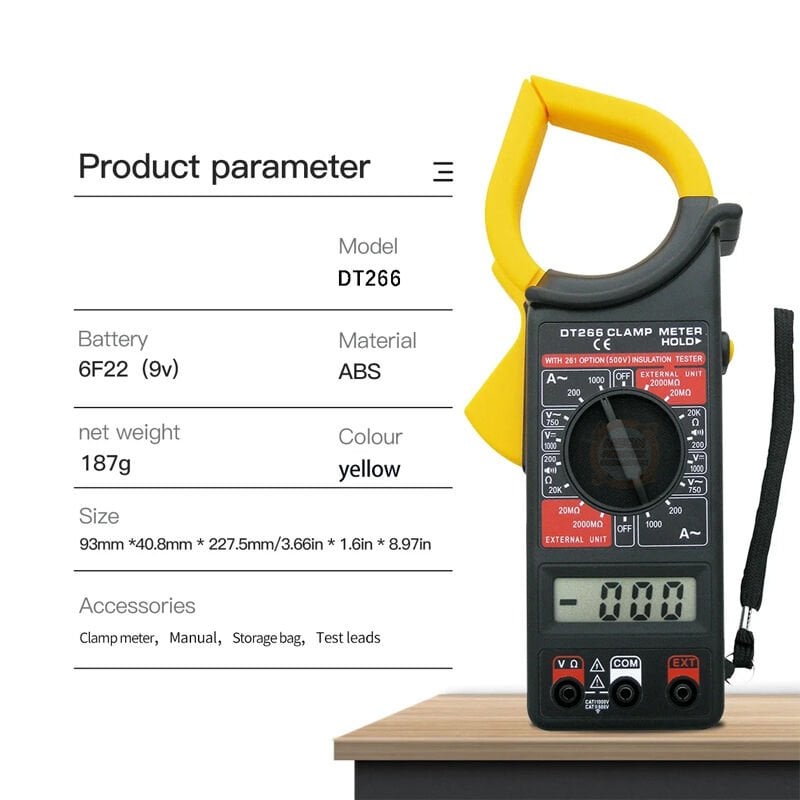 DT266 Dijital AC/DC 1000V Akım Voltmetre Multimetre Kelepçe Pens Ampermetre