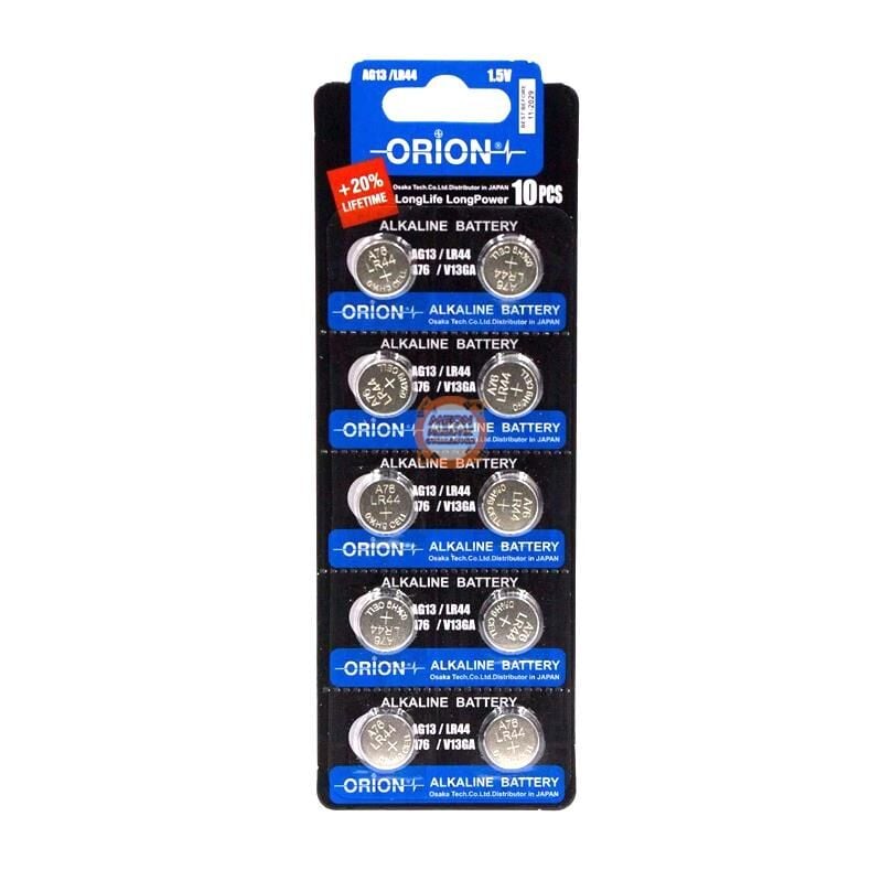 Orion AG13 LR44 A76 LR1154 1.5V Alkalin Pil 10'lu Paket-Düğme Pil