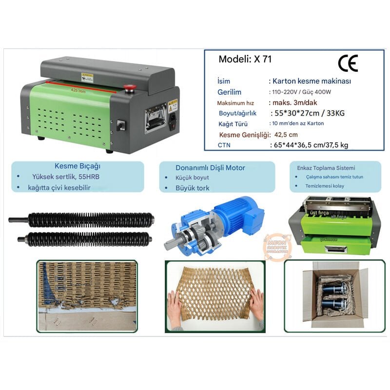 X71-425 Karton Kesme Makinesi-Atık Kutu Ambalaj Karton Parçalayıcı Makinesi