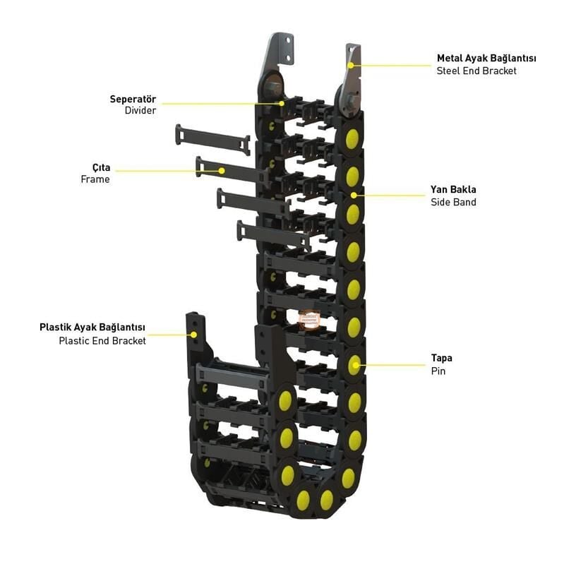 35x80 CKS CK35 A 080 R Hareketli Kablo Kanalı Taşıyıcı-CK35 Açık Dizayn